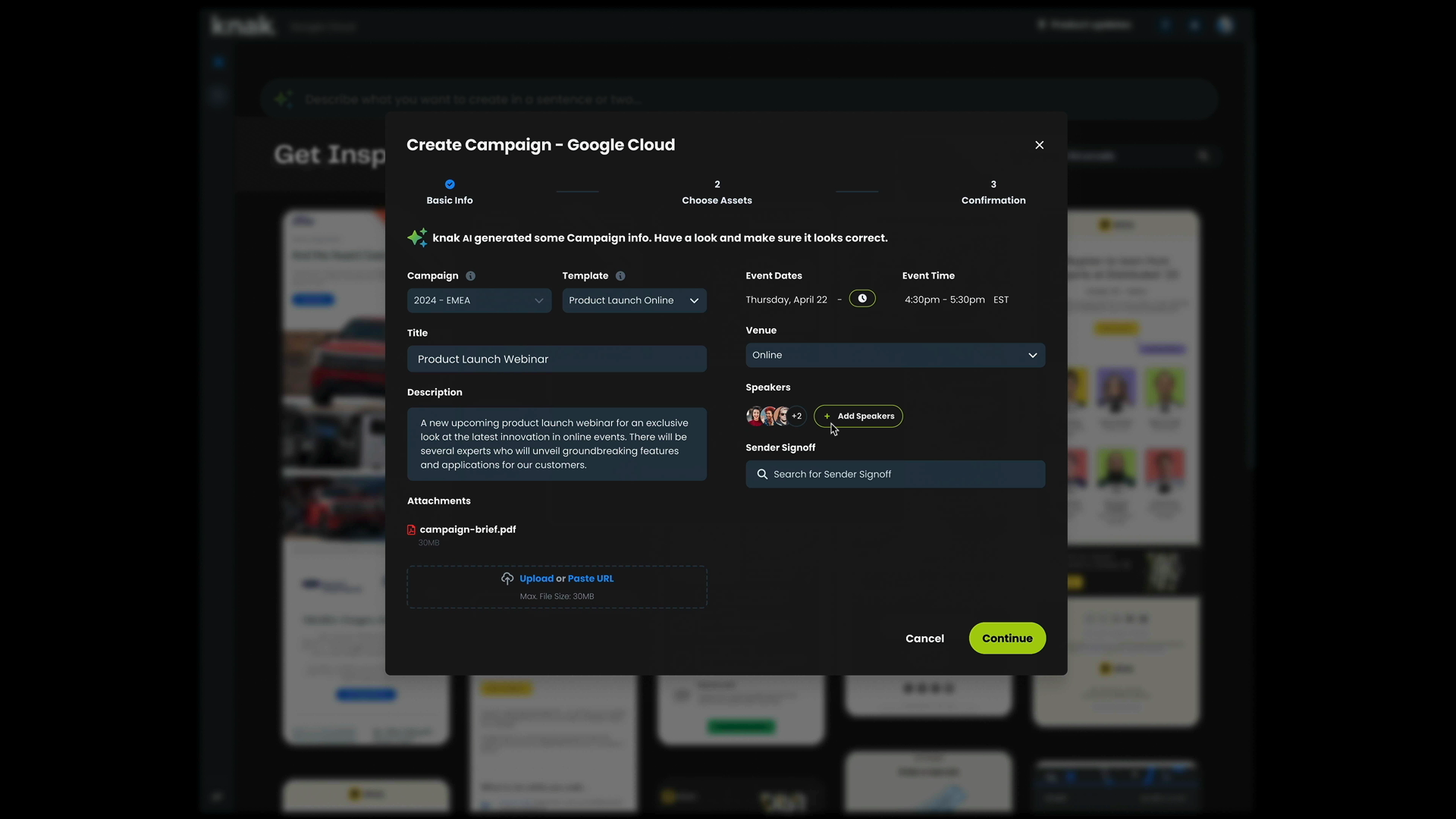 Review AI-filled campaign details in the Adobe Summit 2024 campaign-generation prototype