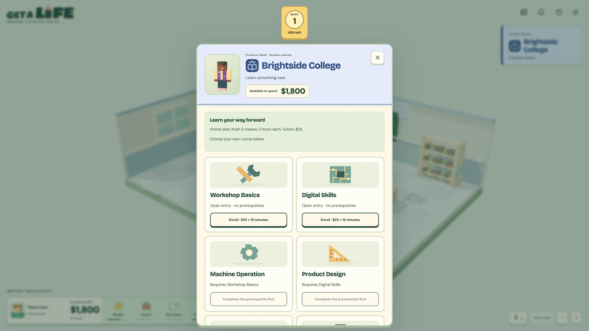 College courses have costs and prerequisites, connecting education to better jobs.