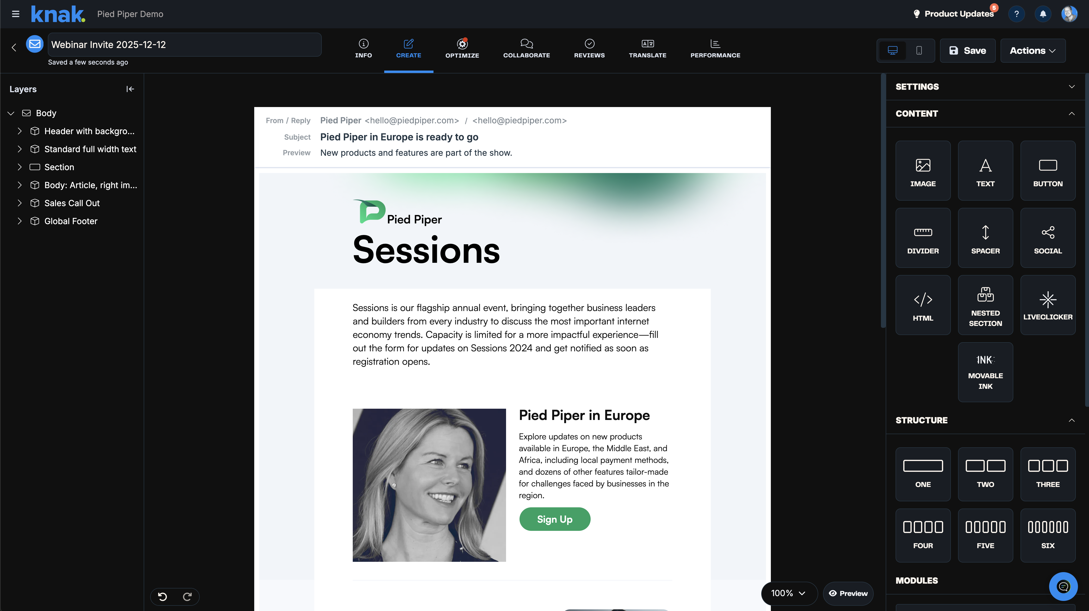 Email & Landing Page Editor design highlight 2 of 3